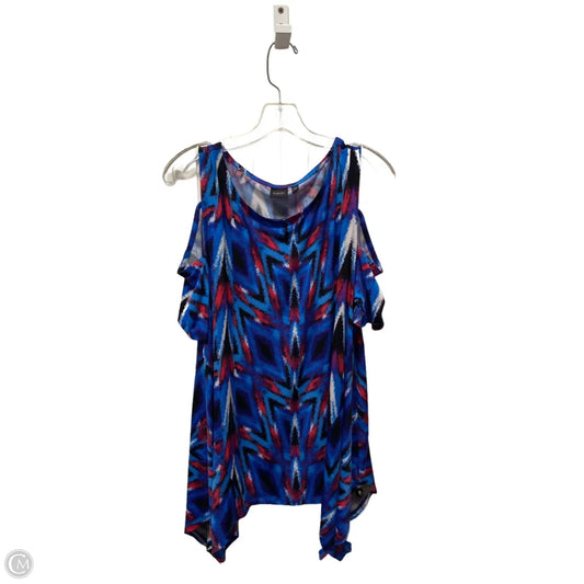 Top Sleeveless By Rafaella In Blue Red & White, Size: Xl