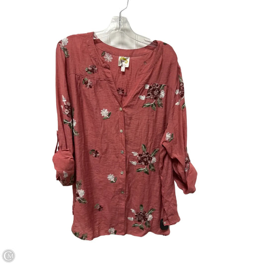 Top 3/4 Sleeve By Figuero & Flower In Pink, Size: 2x