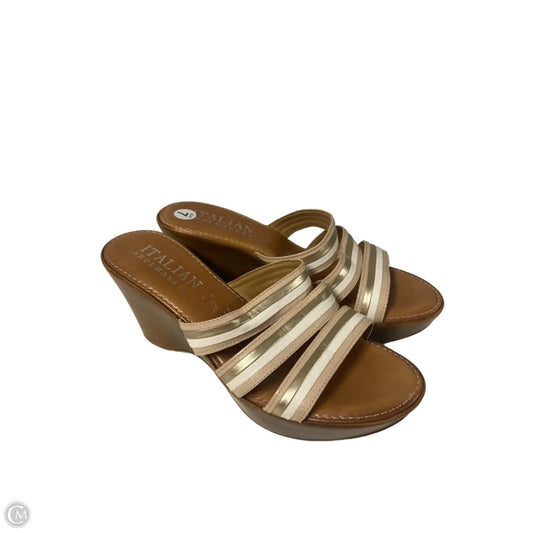 Sandals Heels Kitten By Italian Shoemakers In Tan, Size: 7