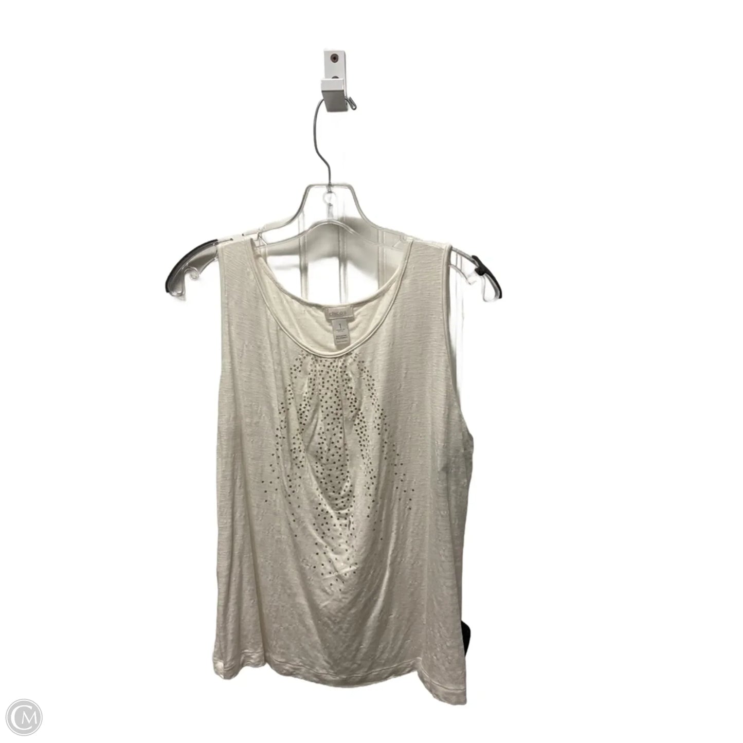 Top Sleeveless By Chicos In White, Size: M
