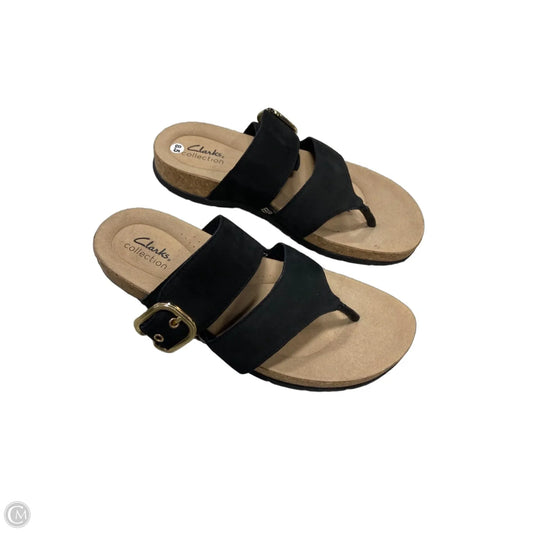 Sandals Flip Flops By Clarks In Black, Size: 8.5