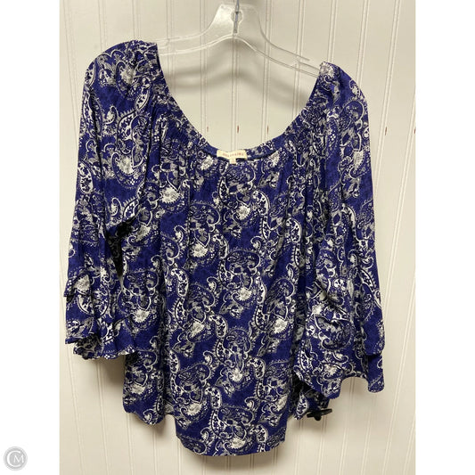 Top Long Sleeve By Solitaire In Blue, Size: L
