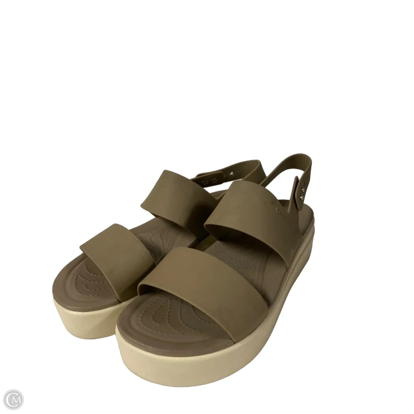 Sandals Heels Platform By Crocs In Green, Size: 9
