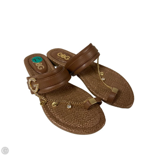 Sandals Flats By Gb In Brown, Size: 7.5