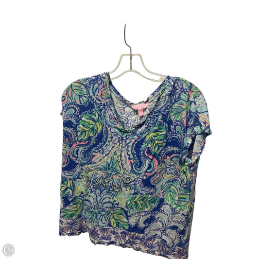 Top Short Sleeve Designer By Lilly Pulitzer In Blue, Size: S