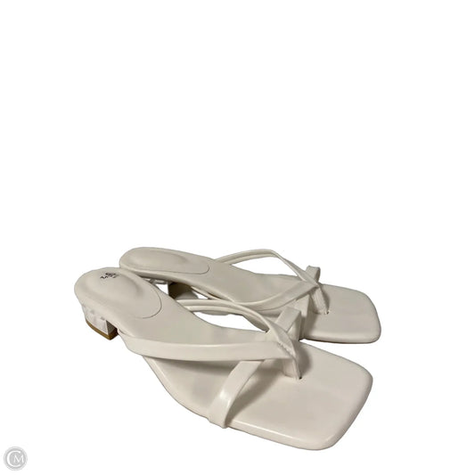 Sandals Heels Block By Clothes Mentor In White, Size: 9.5