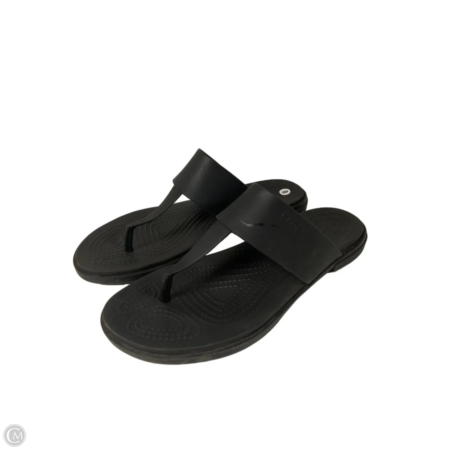 Sandals Flip Flops By Crocs In Black, Size: 8