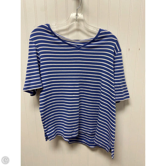 Top Short Sleeve By Chicos In Blue & White, Size: Xl