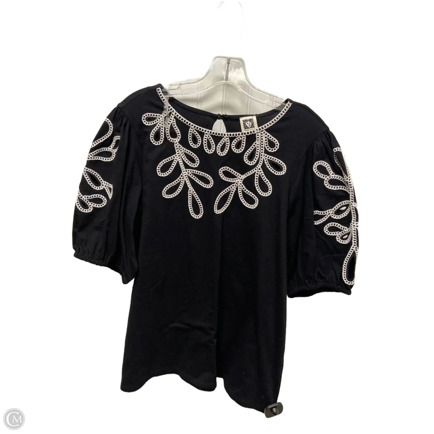 Top Short Sleeve By Anne Klein In Black, Size: M