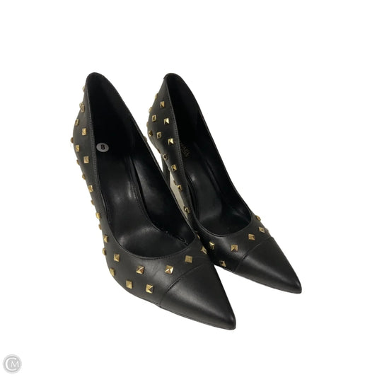 Sandals Heels Kitten By Michael By Michael Kors In Black & Gold, Size: 8