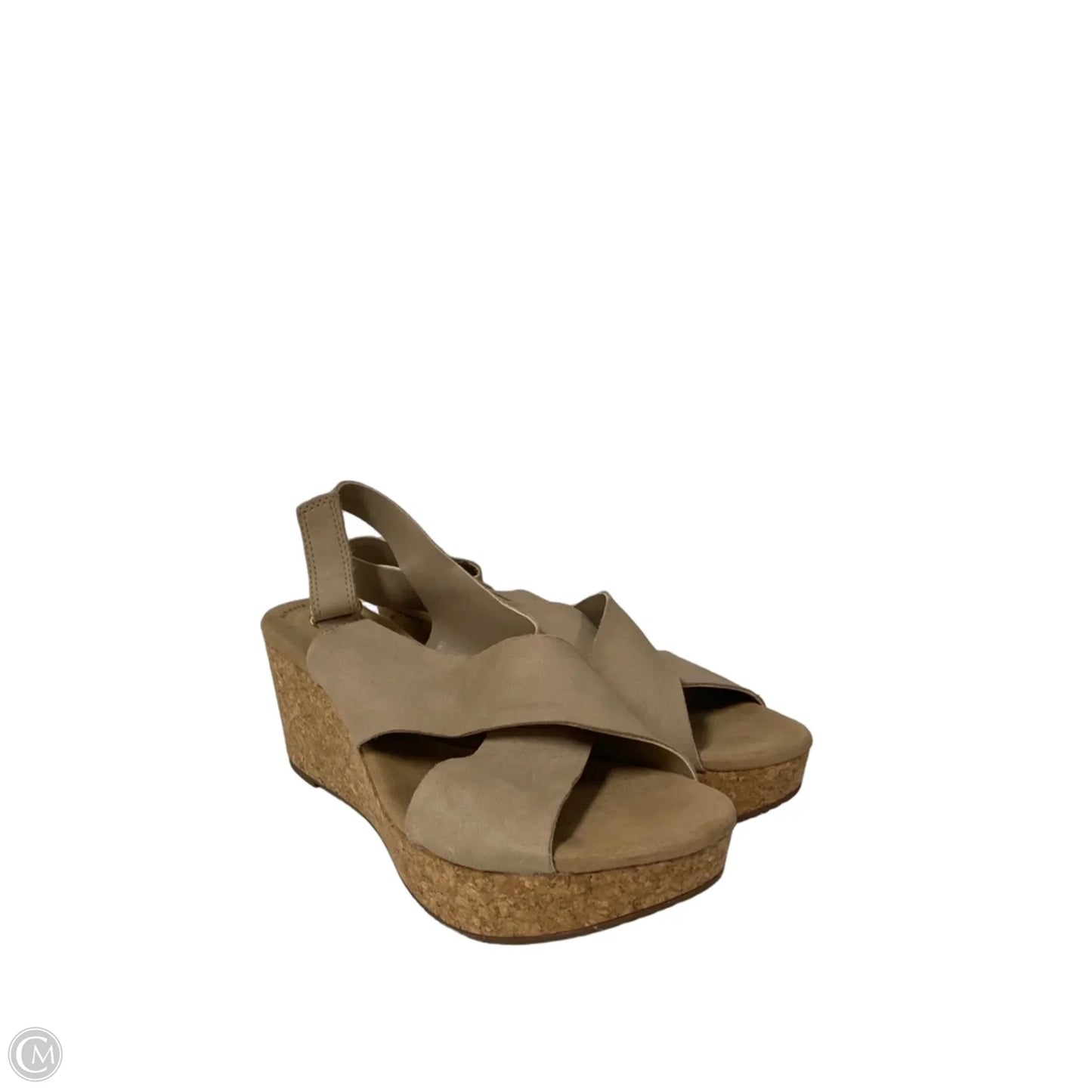 Sandals Heels Block By Clarks In Tan, Size: 12