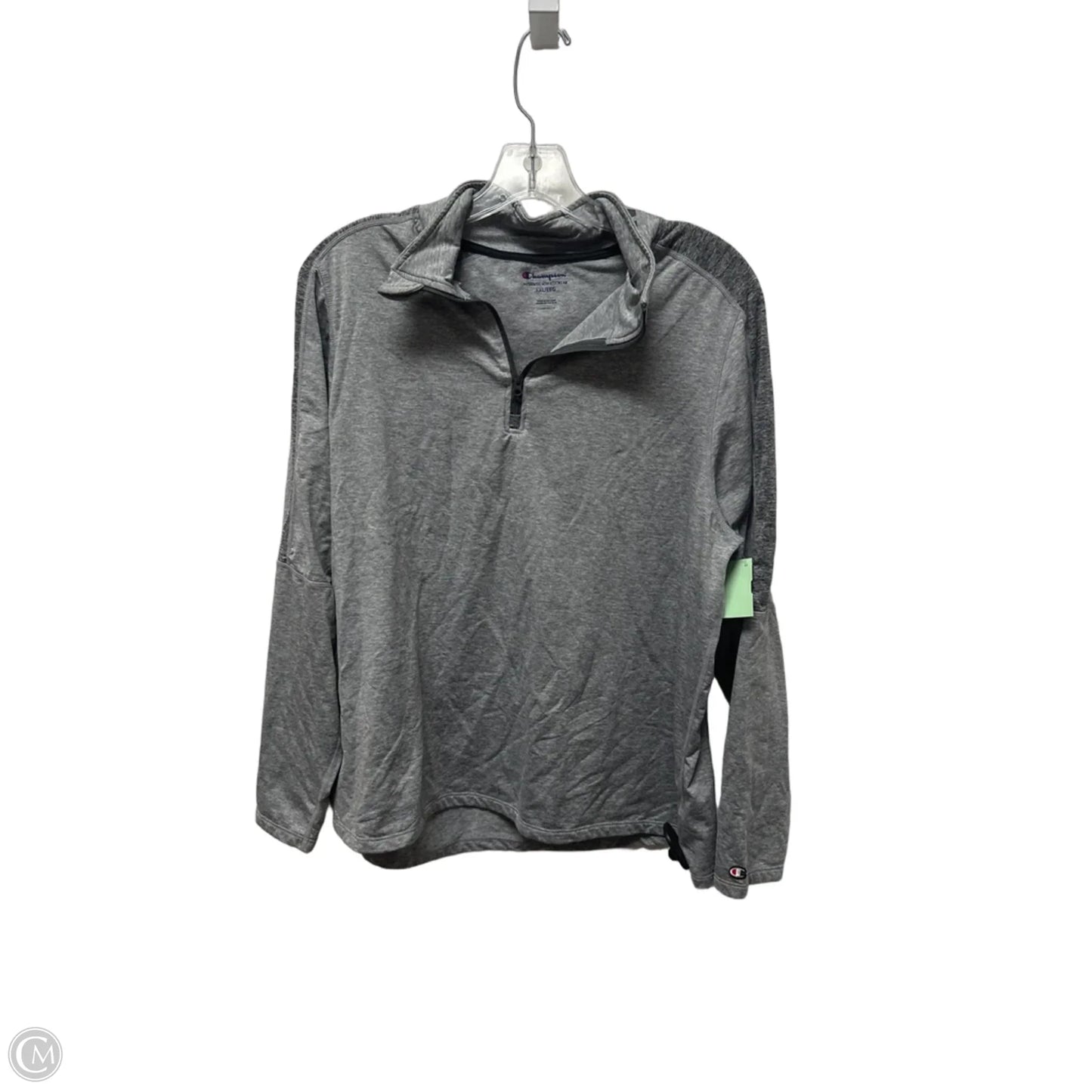 Athletic Top Long Sleeve Collar By Champion In Grey, Size: 1x