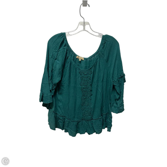Top 3/4 Sleeve By Democracy In Green, Size: Xl