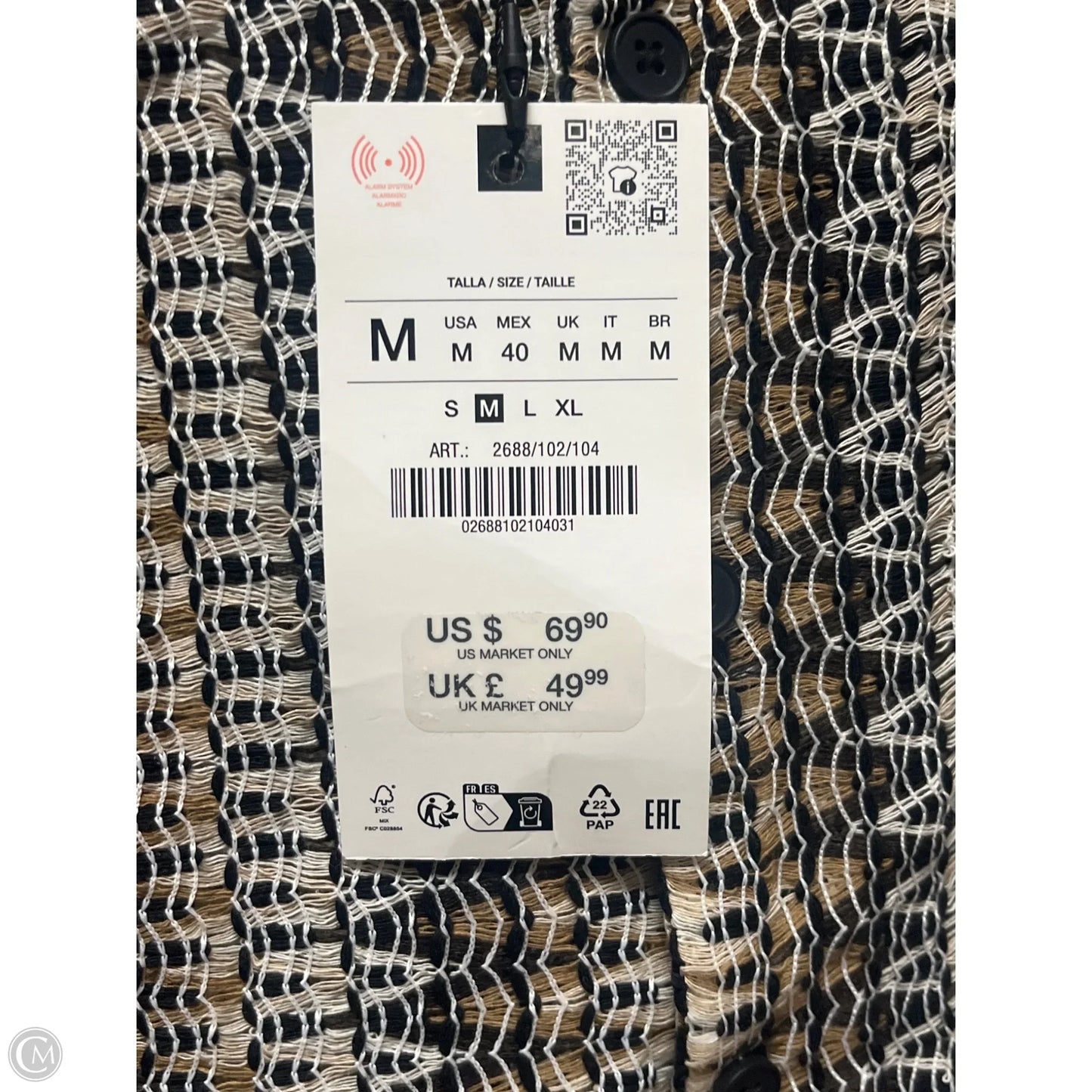 Top Short Sleeve By Zara In Black & Tan, Size: M