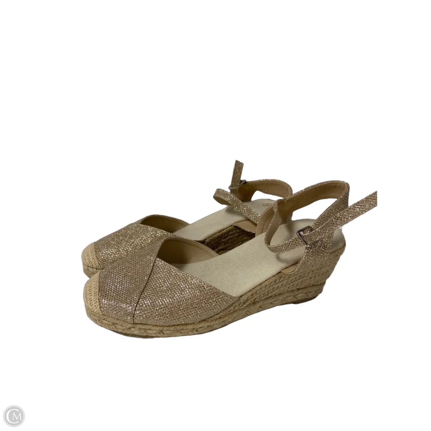 Sandals Heels Platform By Clothes Mentor In Gold, Size: 7.5