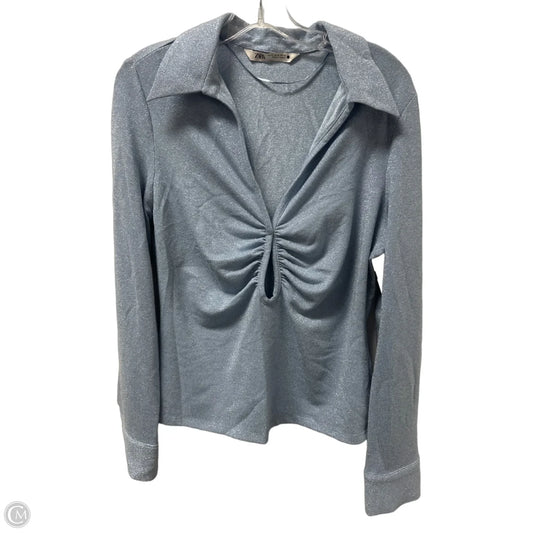 Top Long Sleeve By Zara In Blue, Size: Xl