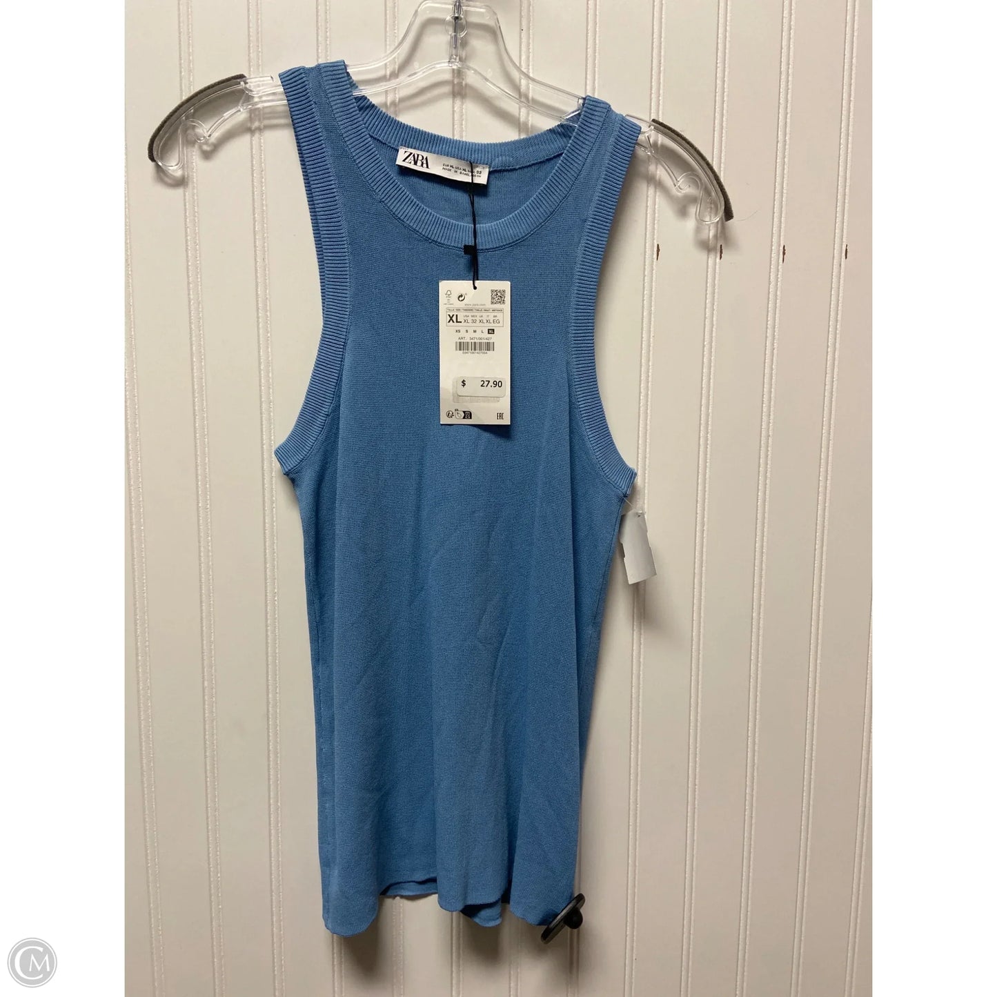 Top Sleeveless By Zara In Blue, Size: Xl
