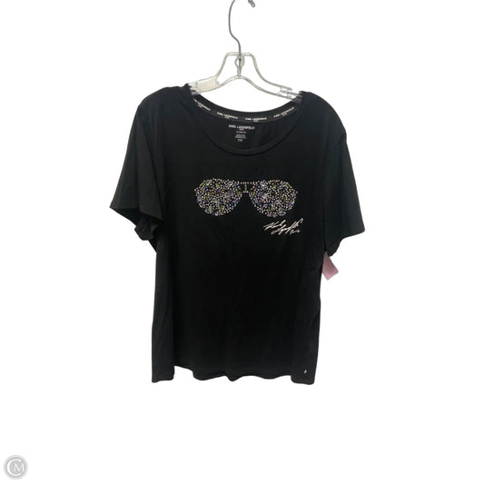 Top Short Sleeve Designer By Karl Lagerfeld In Black, Size: Xl