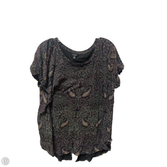 Top Short Sleeve By Lucky Brand In Paisley Print, Size: 1x