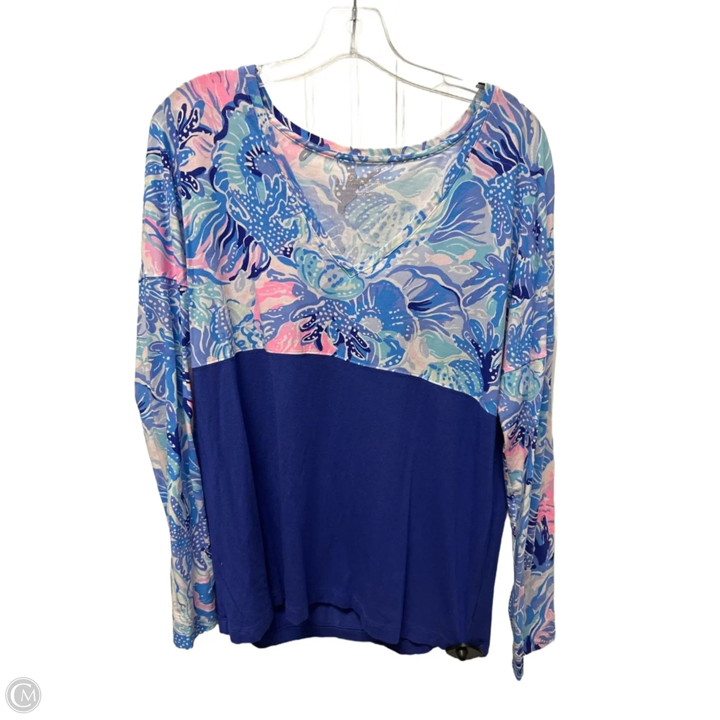Top Long Sleeve Designer By Lilly Pulitzer In Blue, Size: L