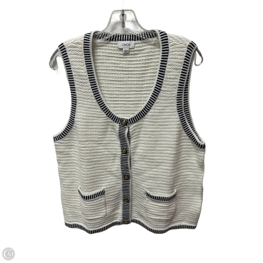 Vest Sweater By Cece In Blue & White, Size: L