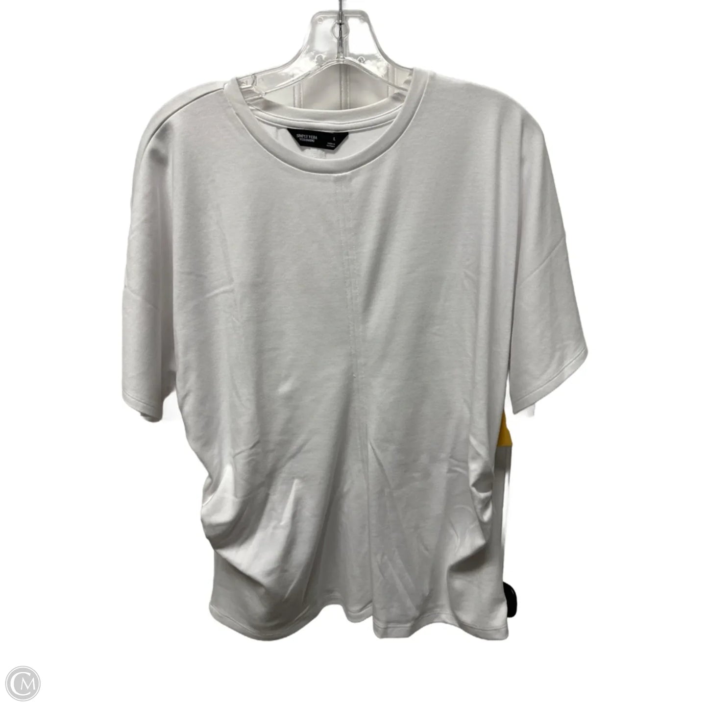 Top Short Sleeve Designer By Vera Wang In White, Size: L
