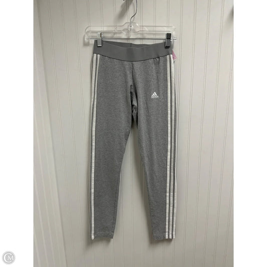 Athletic Leggings By Adidas In Grey & White, Size: 4
