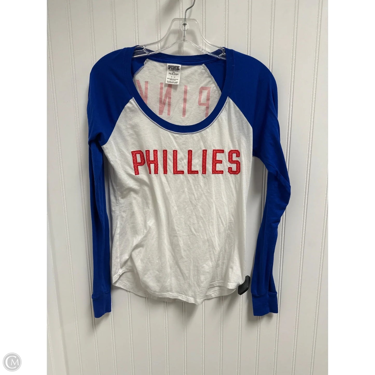 Top Long Sleeve By Pink In Blue & Red & White, Size: S