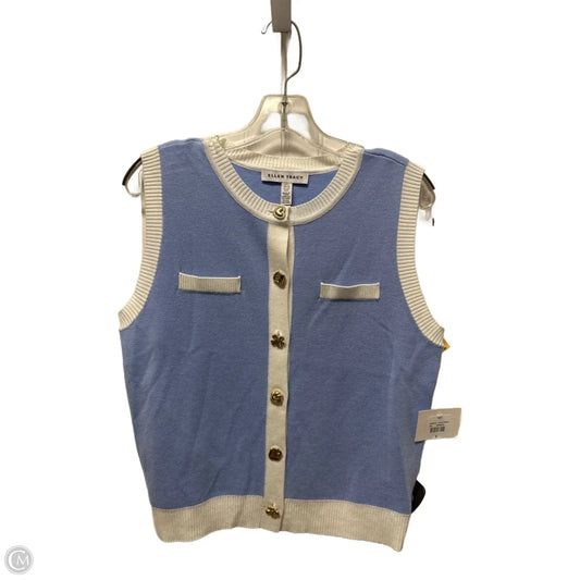 Vest Sweater By Ellen Tracy In Blue & White, Size: S