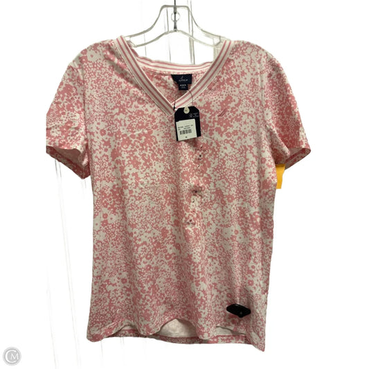 Top Short Sleeve By Nautica In Pink & White, Size: M