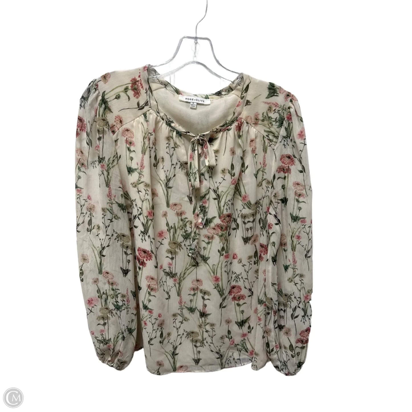 Top Long Sleeve By Rose And Olive In Floral Print, Size: M