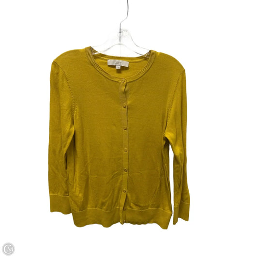 Sweater Cardigan By Loft In Yellow, Size: L
