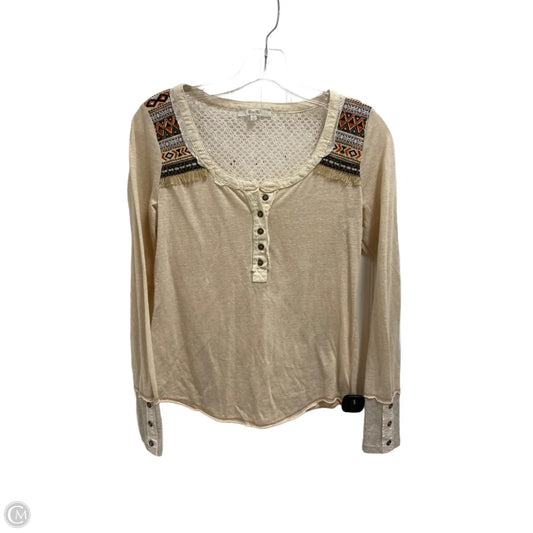 Top Long Sleeve By Miss Me In Beige, Size: S