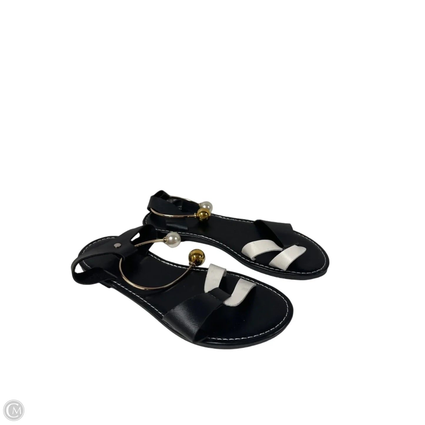 Sandals Flats By Clothes Mentor In Black, Size: 7.5
