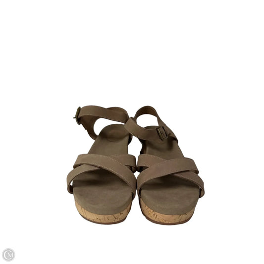 Sandals Heels Wedge By Abeo In Brown, Size: 8.5