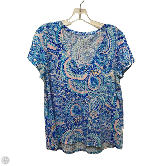 Top Short Sleeve Designer By Lilly Pulitzer In Blue, Size: L