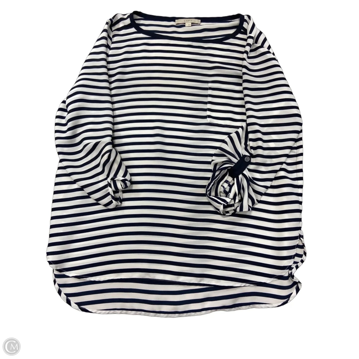 Top Long Sleeve By Loft In Striped Pattern, Size: L