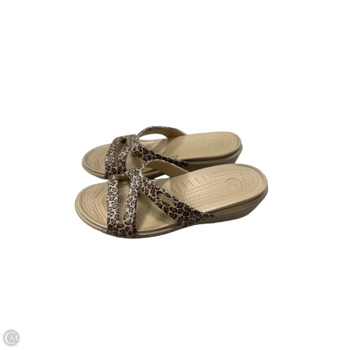 Sandals Heels Platform By Crocs In Animal Print, Size: 9