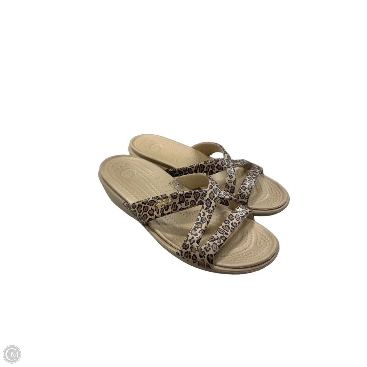 Sandals Heels Platform By Crocs In Animal Print, Size: 9