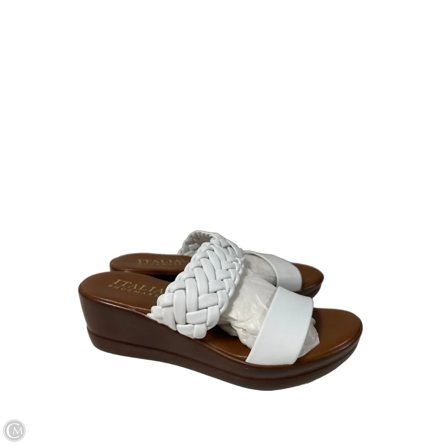 Sandals Heels Wedge By Italian Shoemakers In White, Size: 6.5
