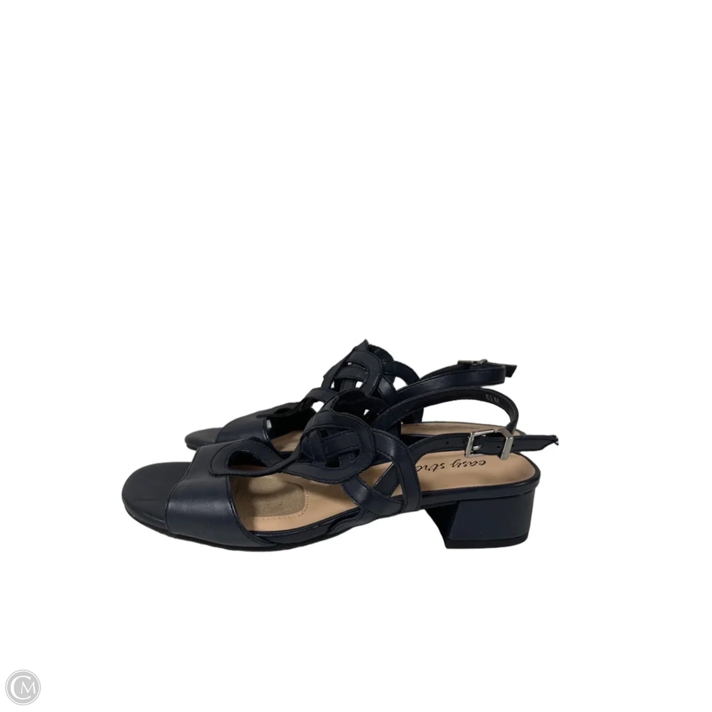 Sandals Heels Block By Easy Street In Navy, Size: 6.5
