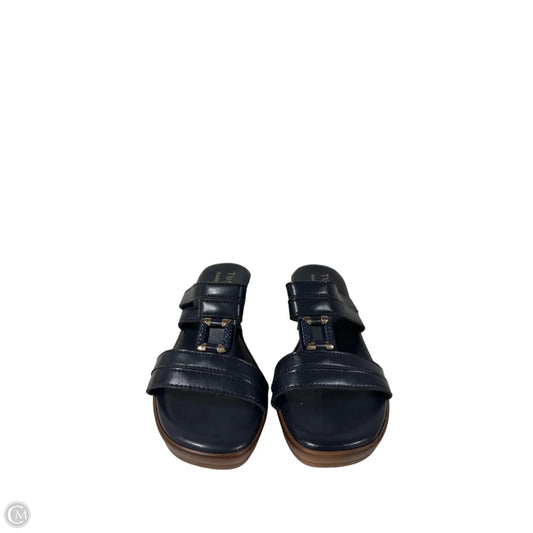 Sandals Heels Wedge By Clothes Mentor In Navy, Size: 6.5