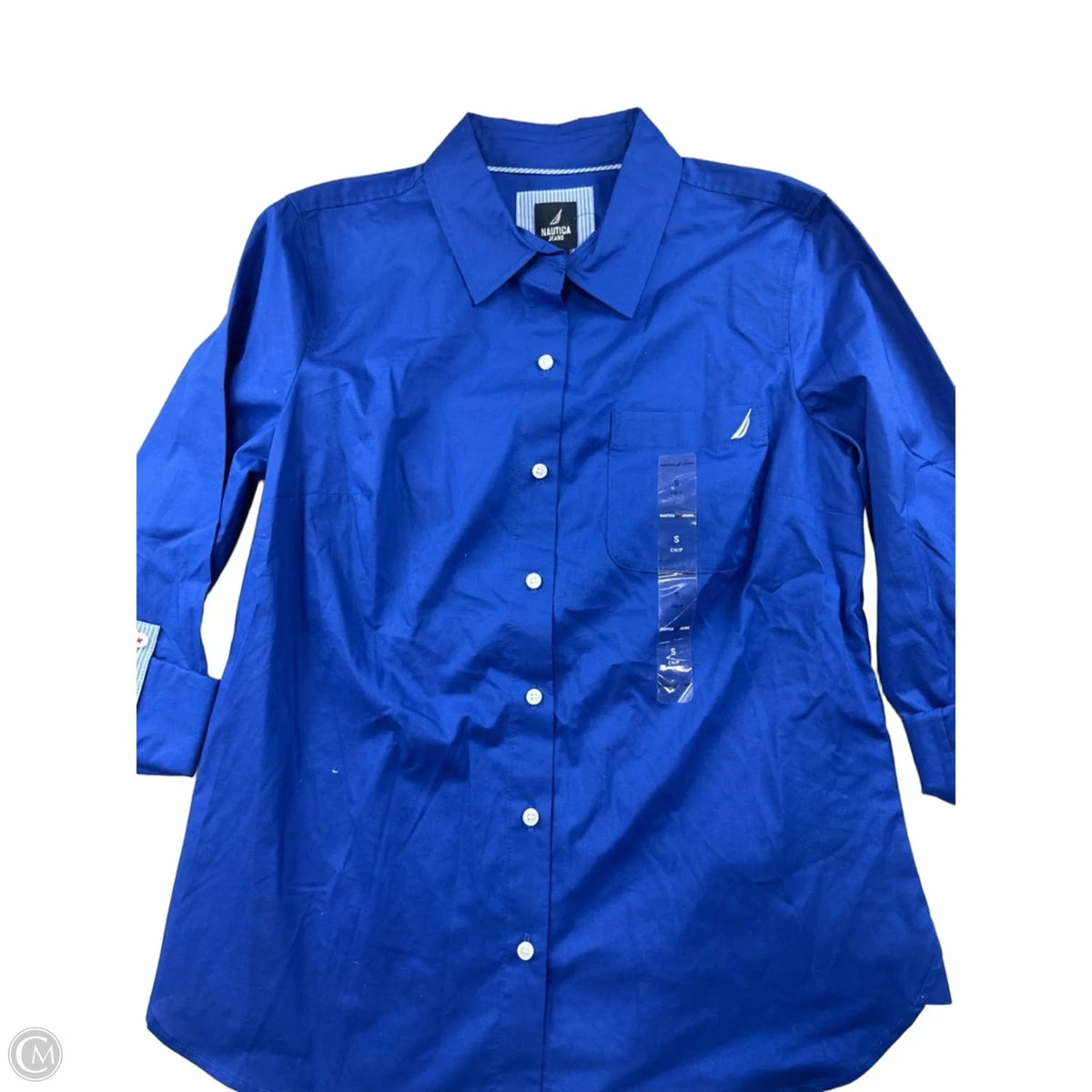 Top 3/4 Sleeve By Nautica In Blue, Size: S