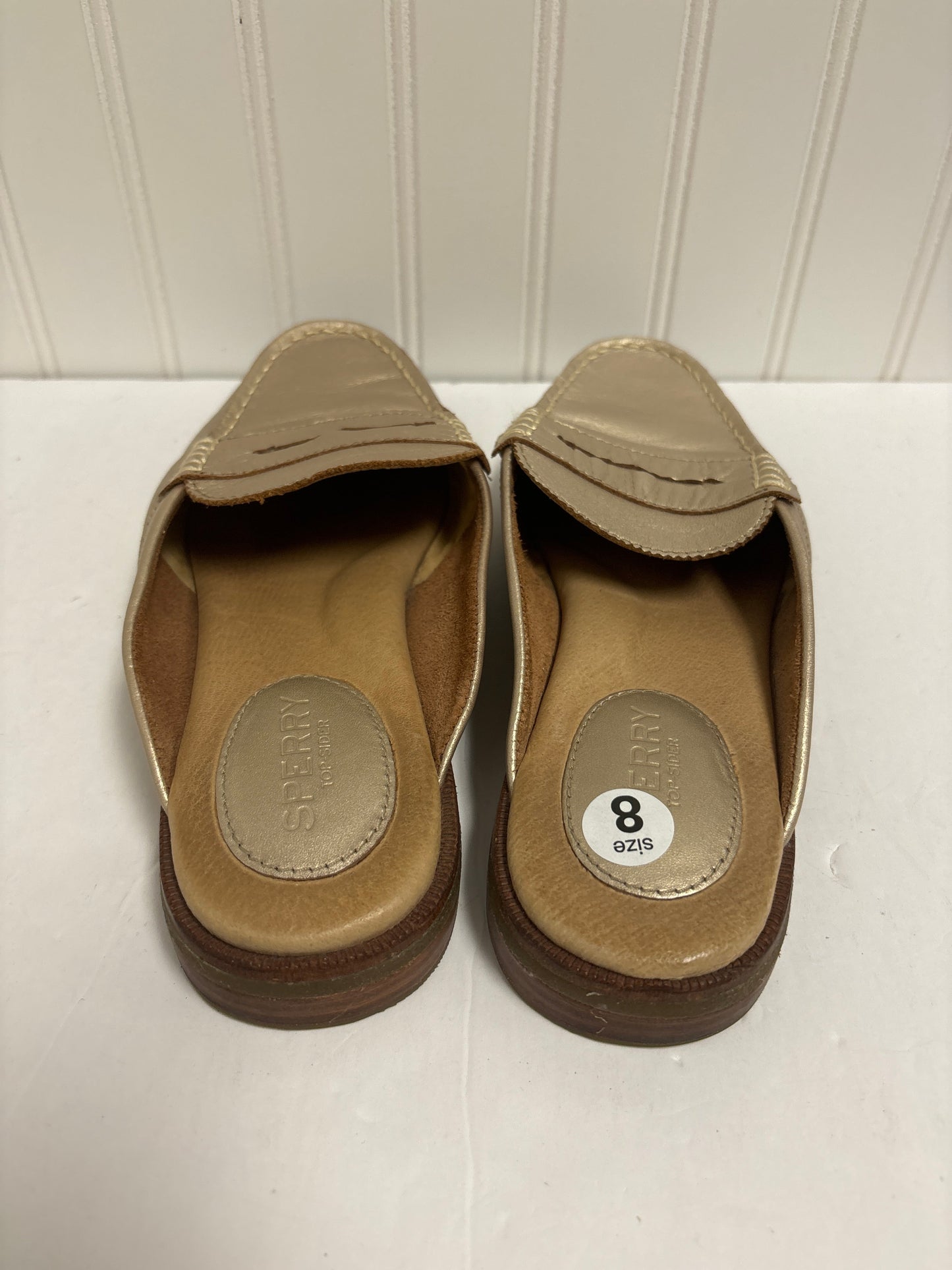 Gold Shoes Flats Sperry, Size 8