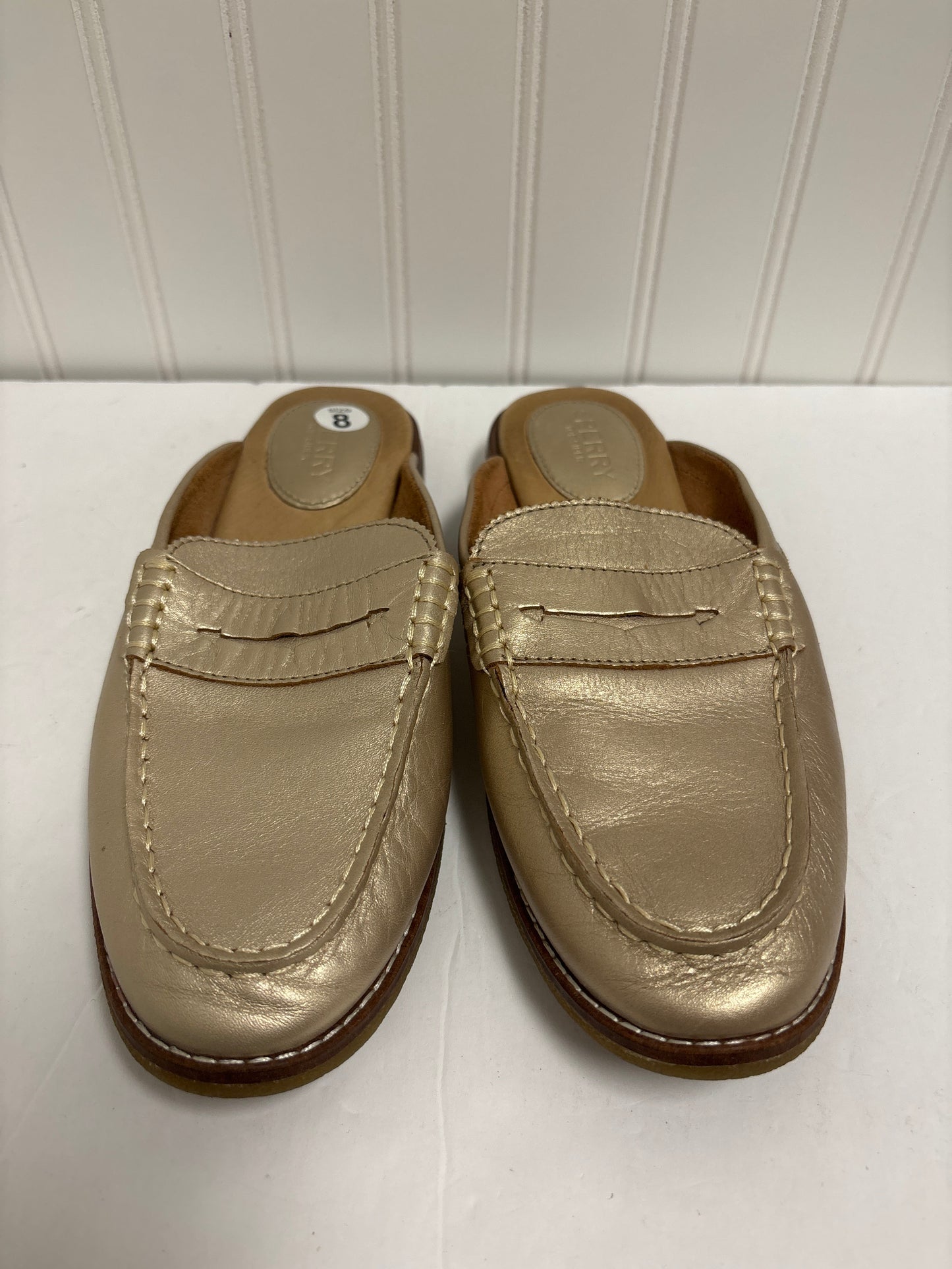 Gold Shoes Flats Sperry, Size 8