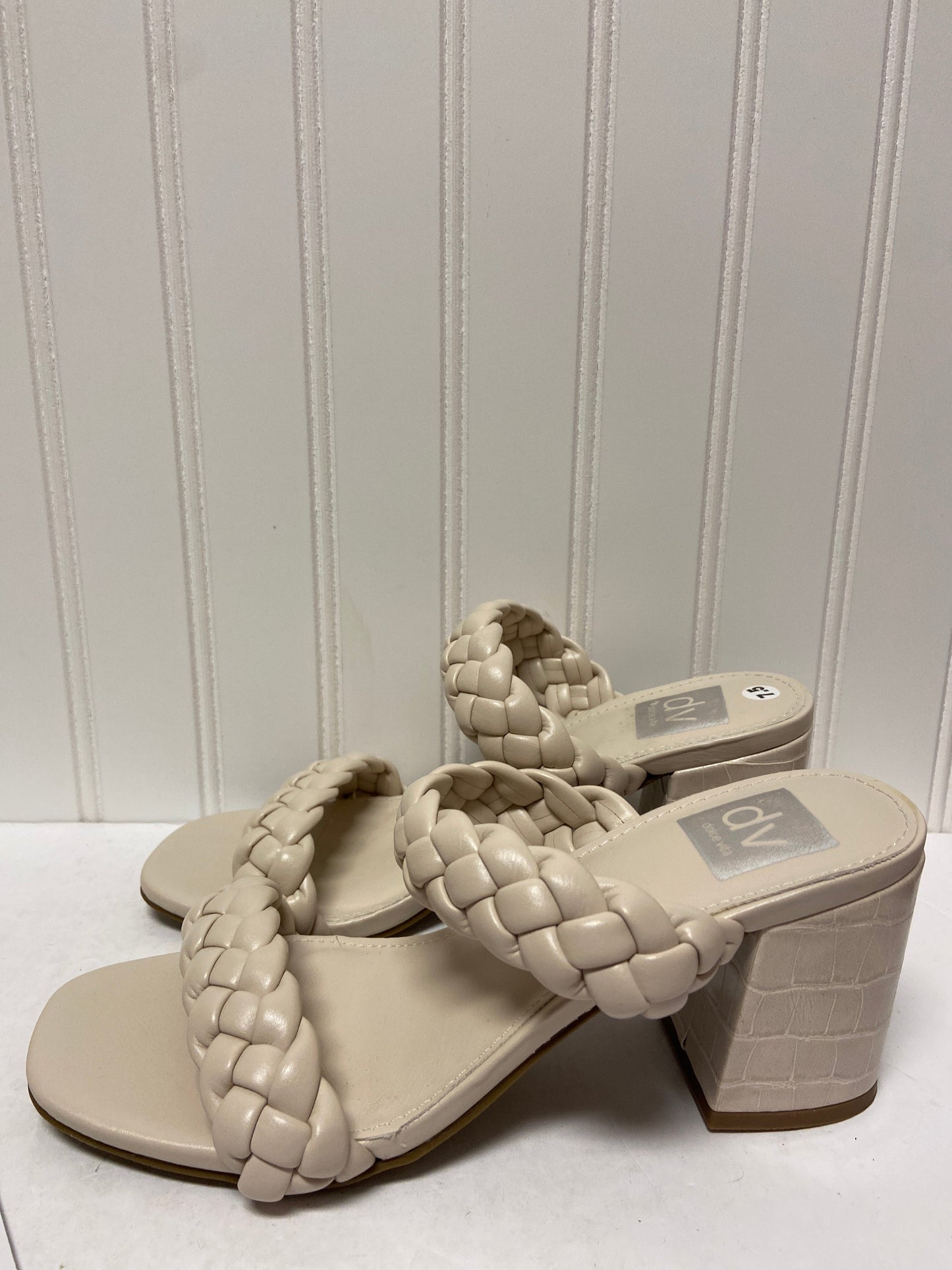 Cream Sandals Heels Block Dolce Vita, Size 7.5