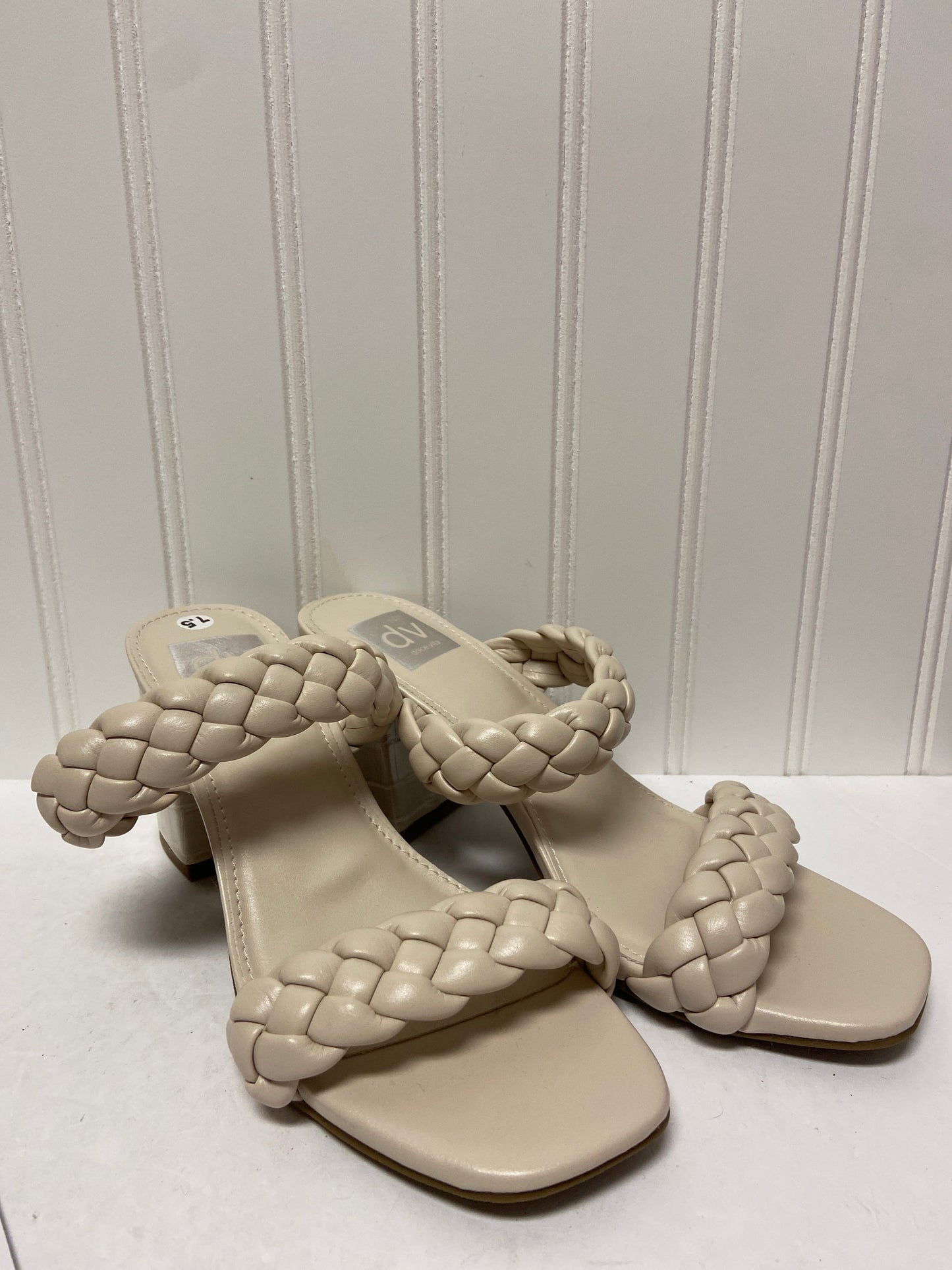 Cream Sandals Heels Block Dolce Vita, Size 7.5