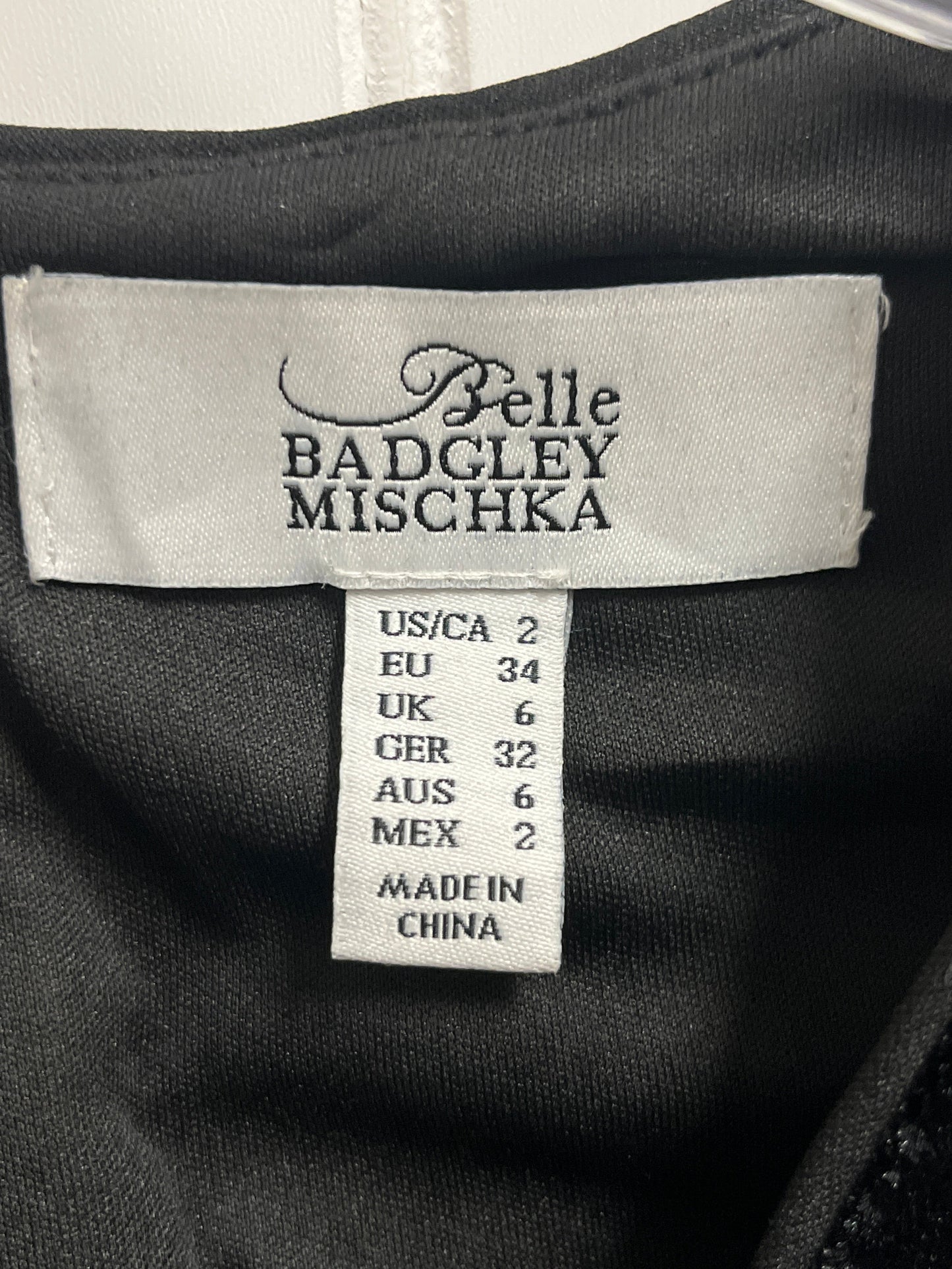 Black Dress Designer Badgley Mischka, Size Xs