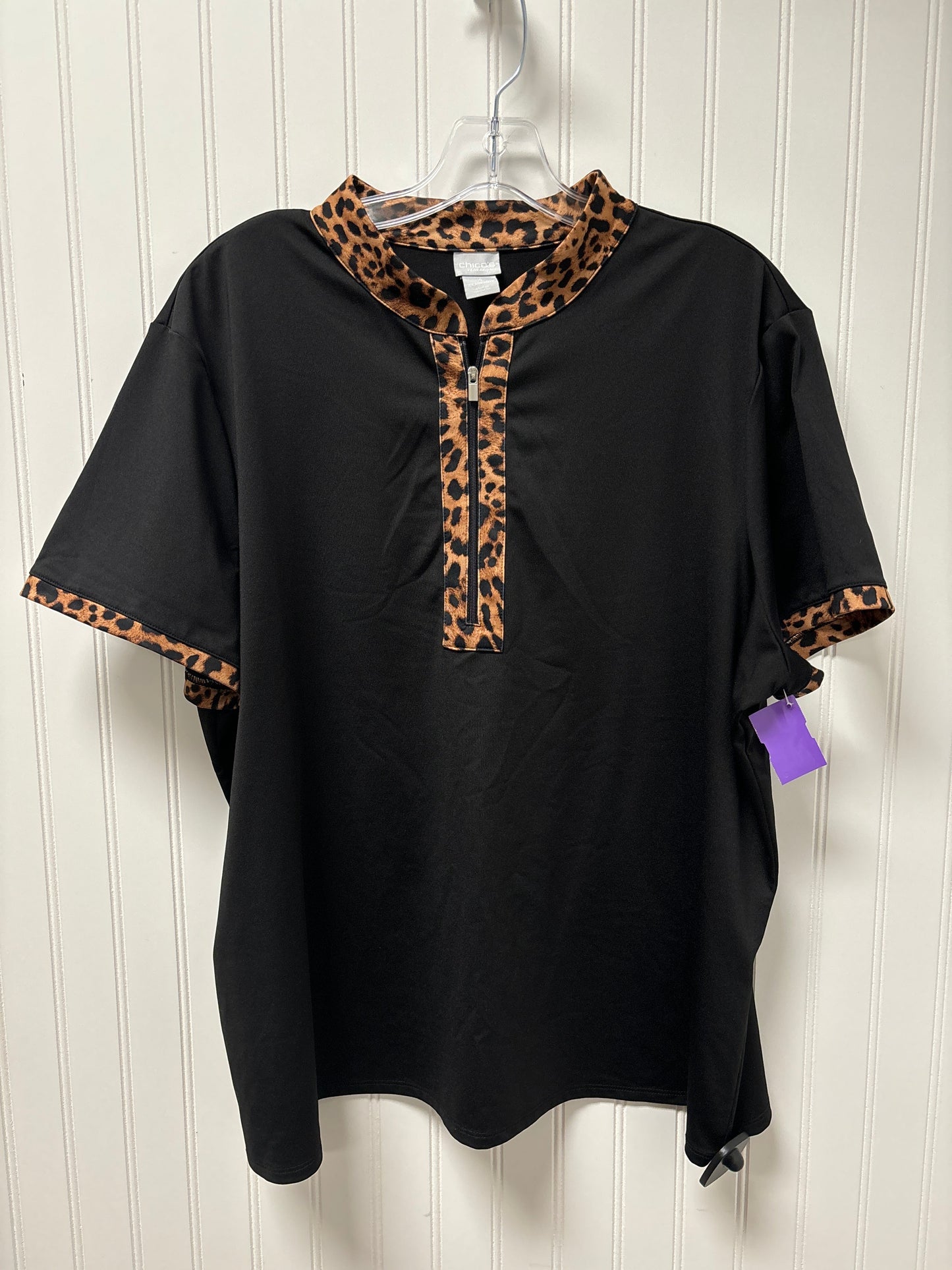 Black Athletic Top Short Sleeve Chicos, Size 1x