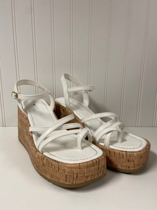 White Sandals Heels Wedge Madden Girl, Size 9